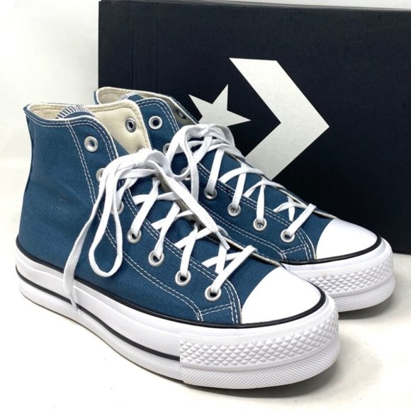 Converse Chuck Taylor Lift Platform High Shoes Skate Canvas Blue Women's A06840C - Picture 3 of 10